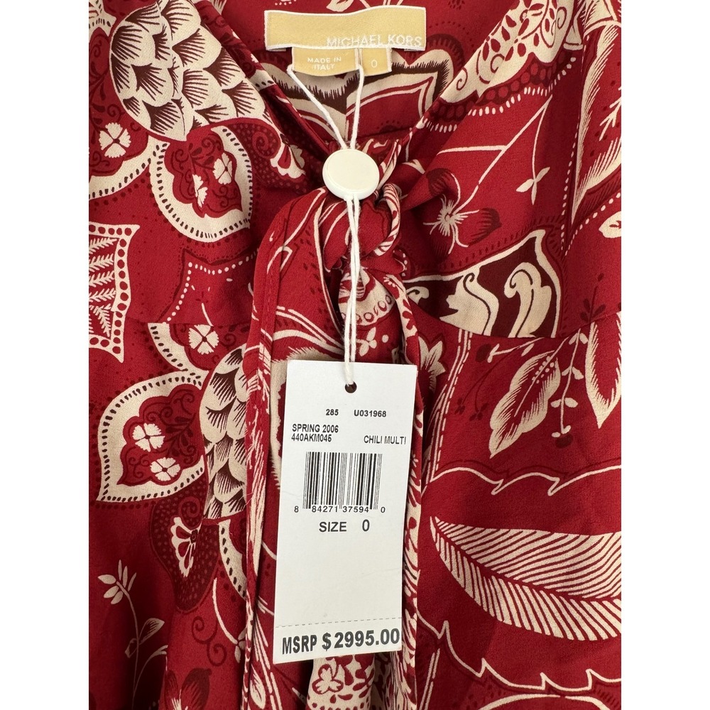Michael Kors Collection Spring 2006 Silk Tiered Ruffle Maxi Dress Red Print NWT - Picture 12 of 13